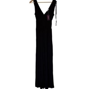 LASCANA Black Sleeveless V Neck Maxi jumpsuit with Tie‎ Detail Size 34 (2)